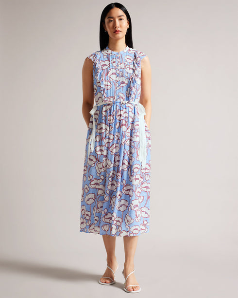 TINDRAA-Dresses-Introducing TINDRAA, the perfect dress to brunch in style or impress the family at your next get-together. This sleeveless stunner features a vibrant poppy print that's sure to turn heads, and the button fastening and waist ties ensure a flattering fit. Midi dress Sleeveless Poppy print Button fastening Frill details Crew neck Waist ties Amy is 5'9.5" / 1.77m and wears Green in a Ted size 1- Ted Baker Romania